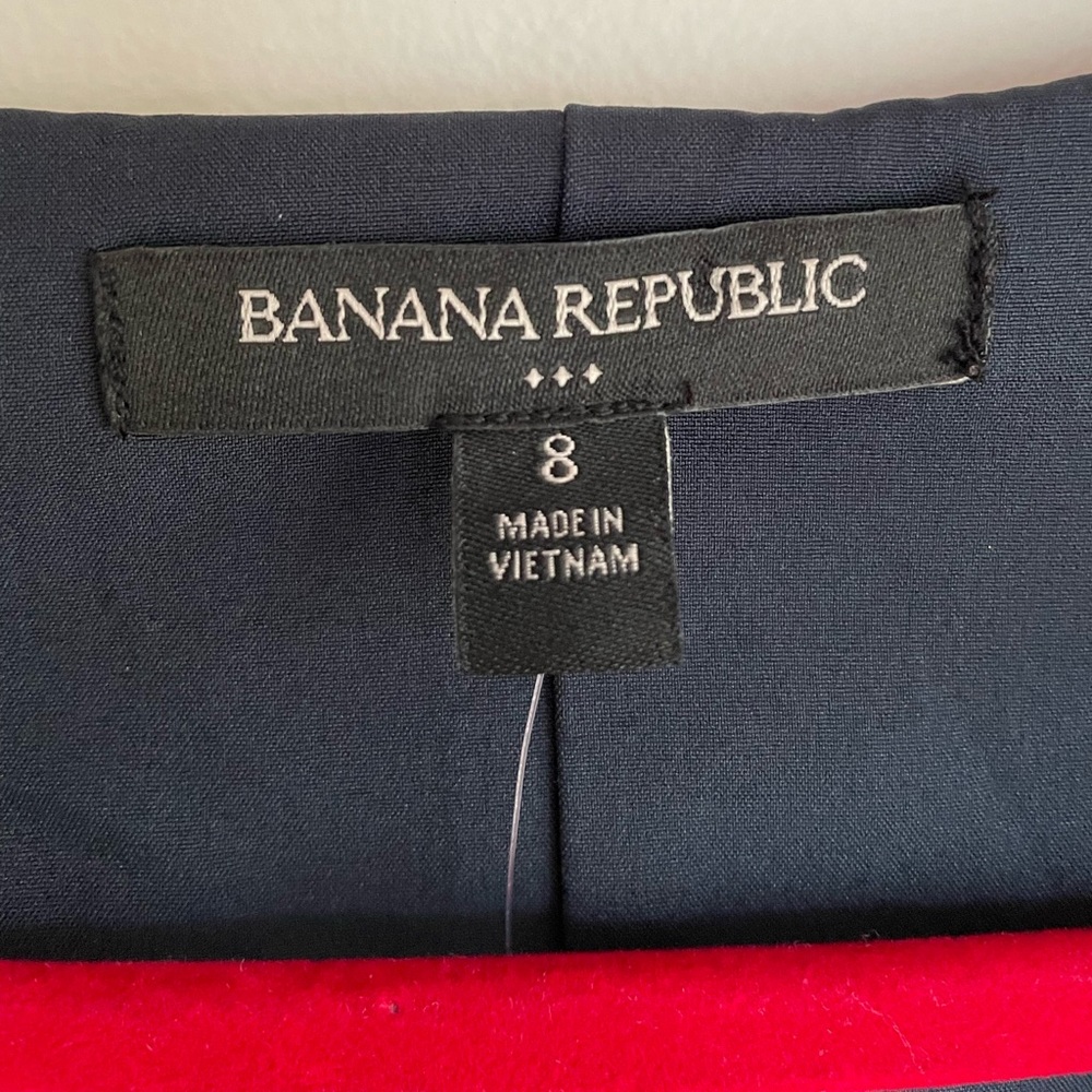 NWT Banana Republic V Neck Short Sleeve Navy Tweed Dress Size 8 - Picture 5 of 7